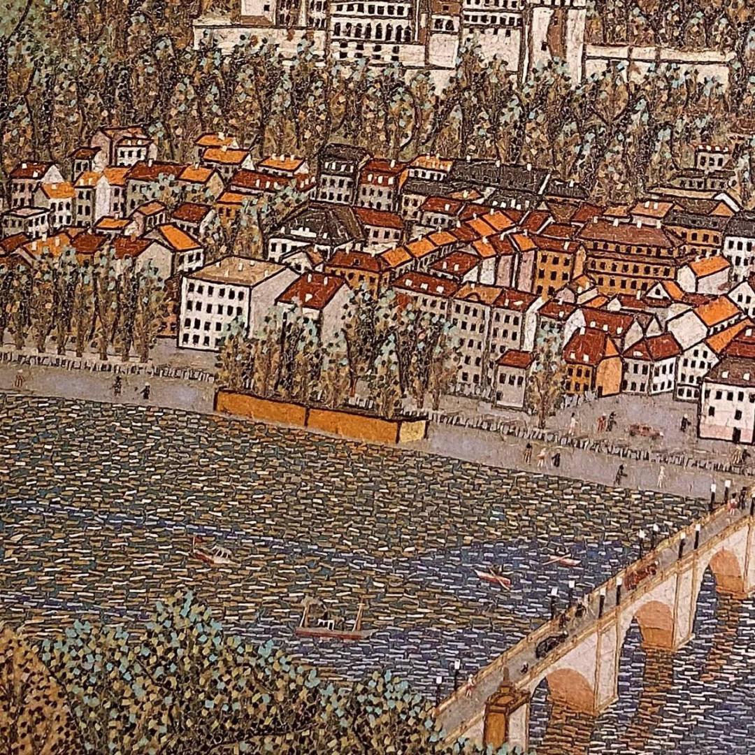 山下清、【ハイデルベルクの古城】、希少な額装用画集より、新品額装付