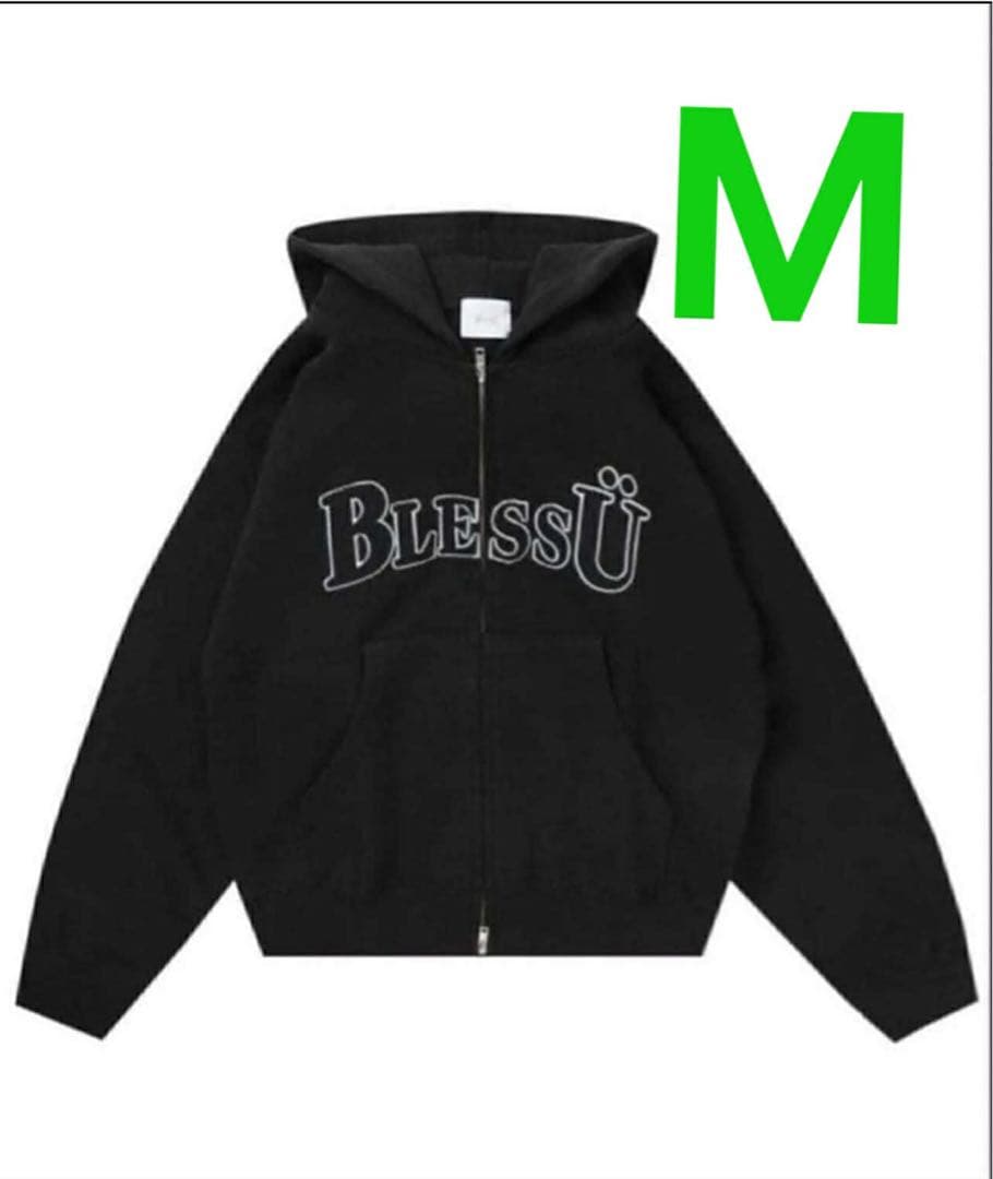 BLESSÜブラック ジップアップパーカー M サイズ
