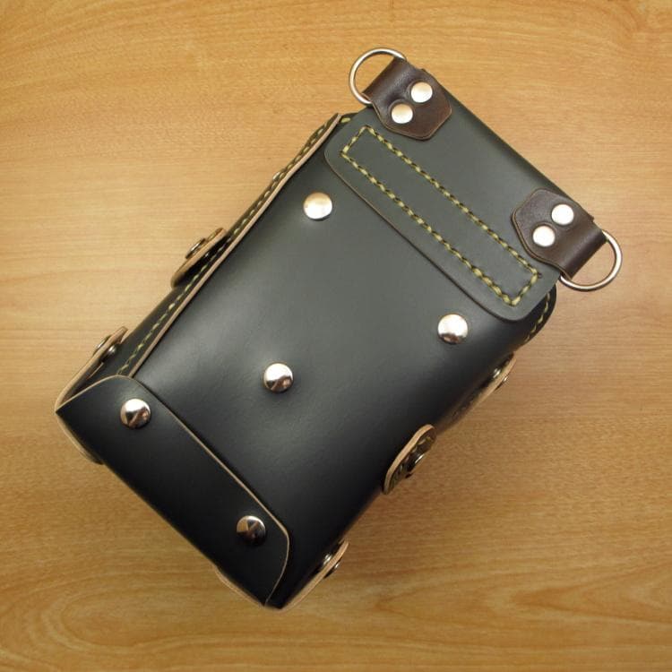 ダークグリーン＆焦げ茶　９丁　本革シザーケース　SCA-243/CGA