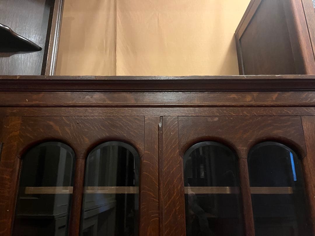 引き取り限定◼︎古いガラス扉付きキャビネットアンティークヴィンテージ店舗什器