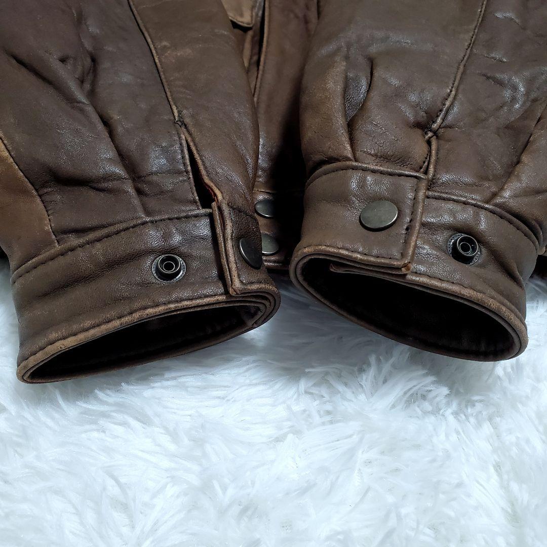 ヴィンテージ　レザージャケット　ライナー　ボア襟　ラムレザー　M　ブラウン