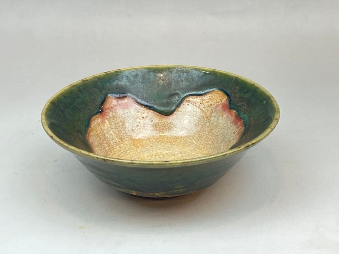 ［美品］織部焼　茶碗　送料込み