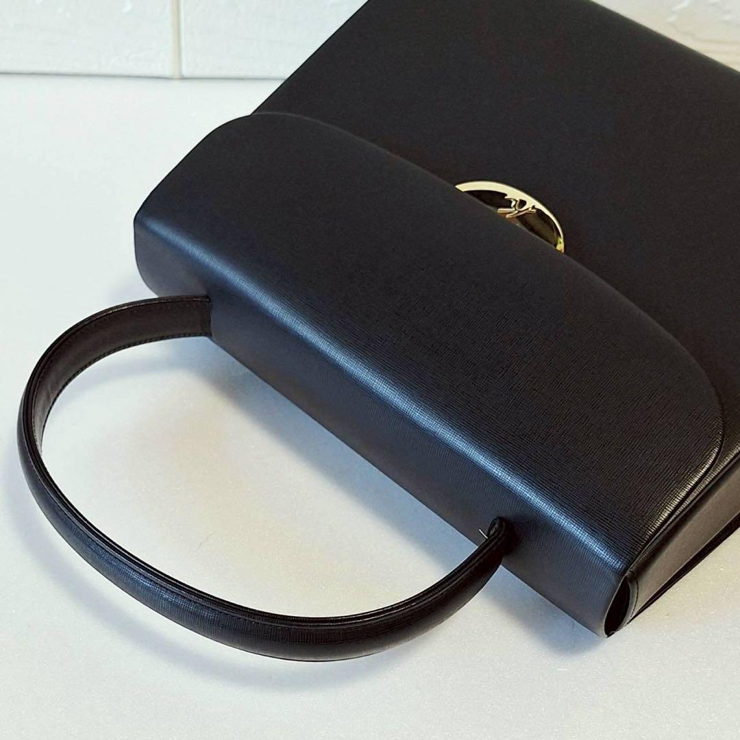 2113 【美品】キタムラ フォーマル 冠婚葬祭ハンドバッグ ゴールド金具 黒