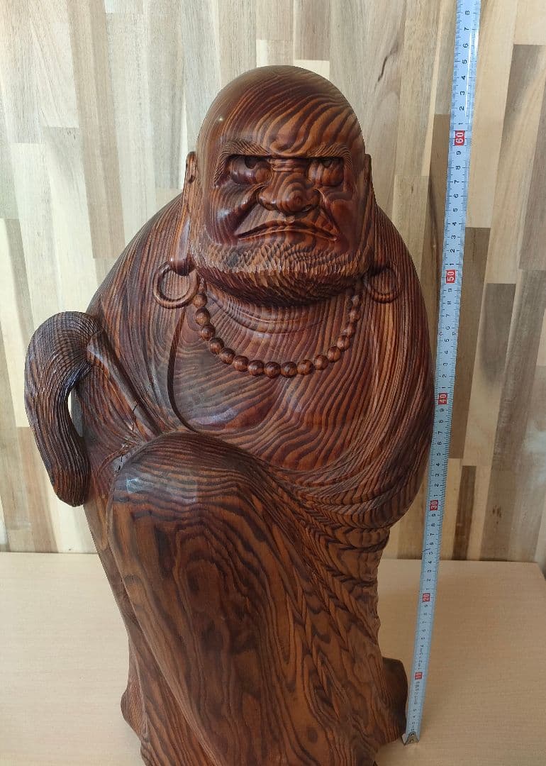 達磨大師 一刀彫 欅 楢 65cm