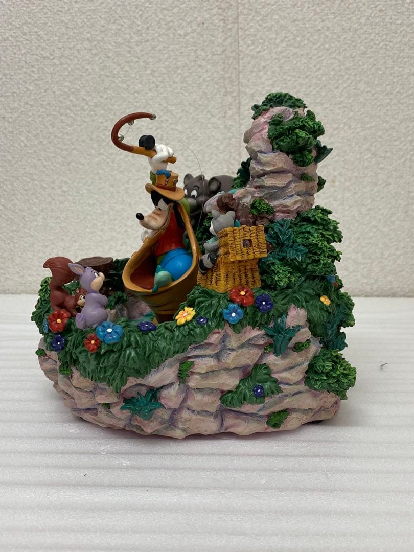 3-2886 廃盤品 ディズニー フィギュア グーフィー森の動物達 釣り 滝置物