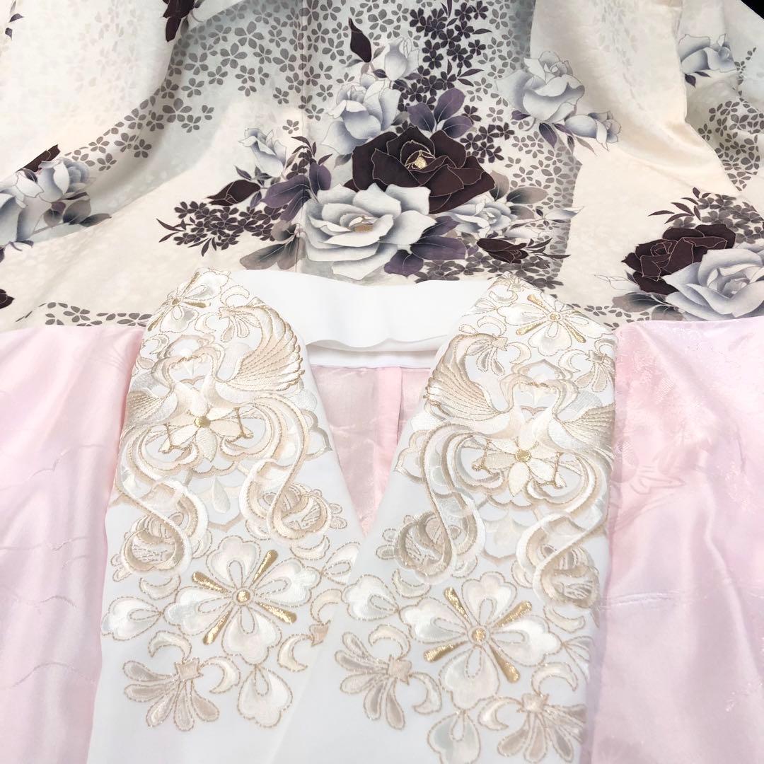 ■モノトーン系■白振袖■薔薇■正絹振袖フルセット■成人式■振袖一式