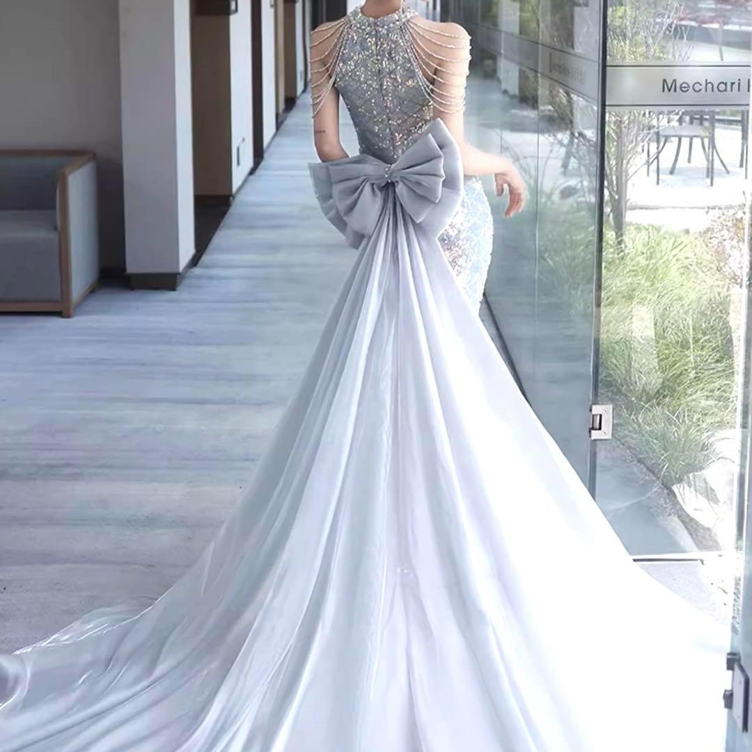 ゴージャス、パーティードレス、オーロラー、キラキラ、韓国、イブニングドレス、ラメ