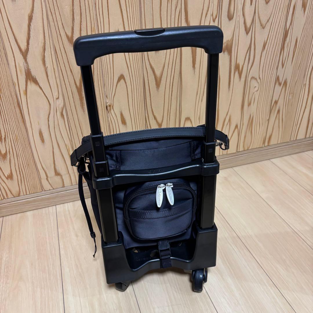 ブラックキャリーカート ナイロン製 伸縮式　SWANY ローラー４輪