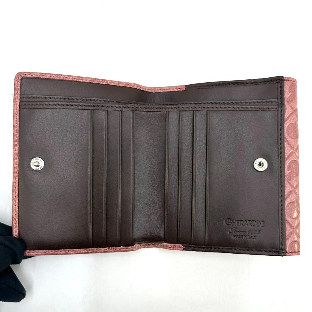 GHERARDINI ゲラルディーニ オールレザー 二つ折り財布 ロゴ総柄 箱付