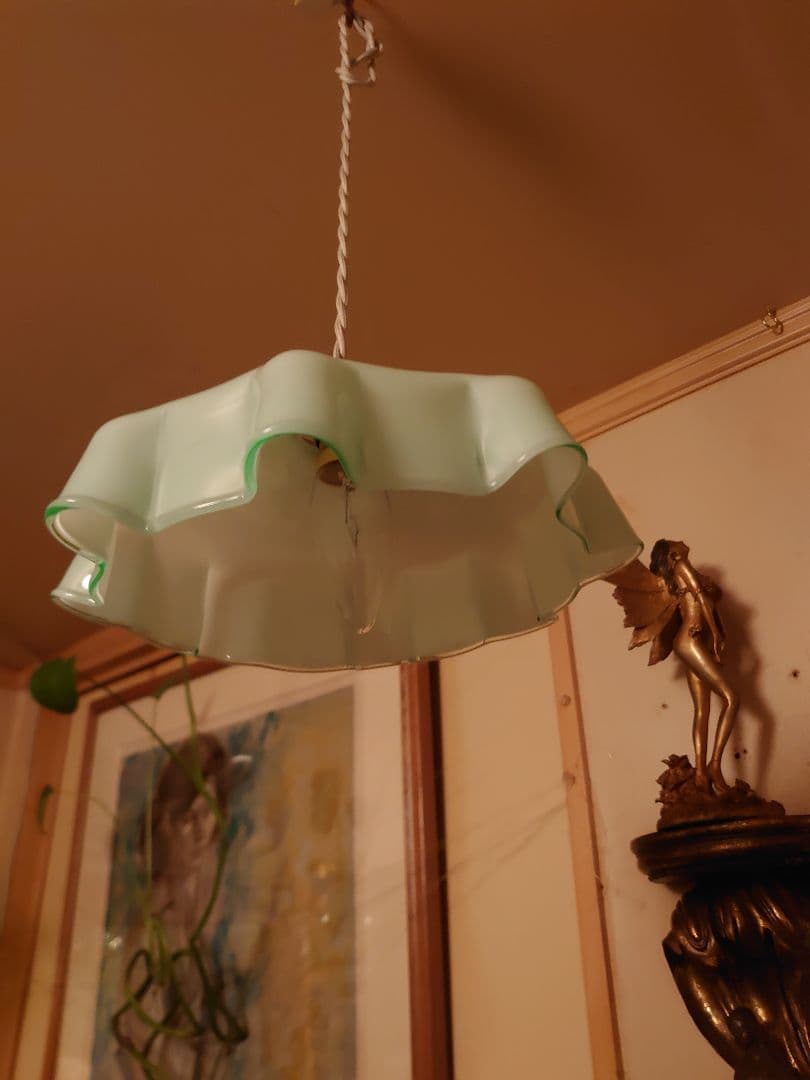 フランス1910s'ヴァセリン(ウラン)ペンダント シーリングランプ