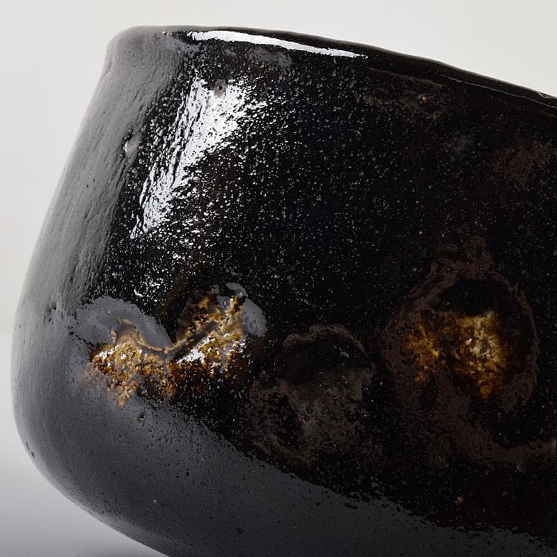 楽吉左衛門　十代旦入造　黒楽茶碗　銘「千鶴」　碌々斎極め箱　D　R7892