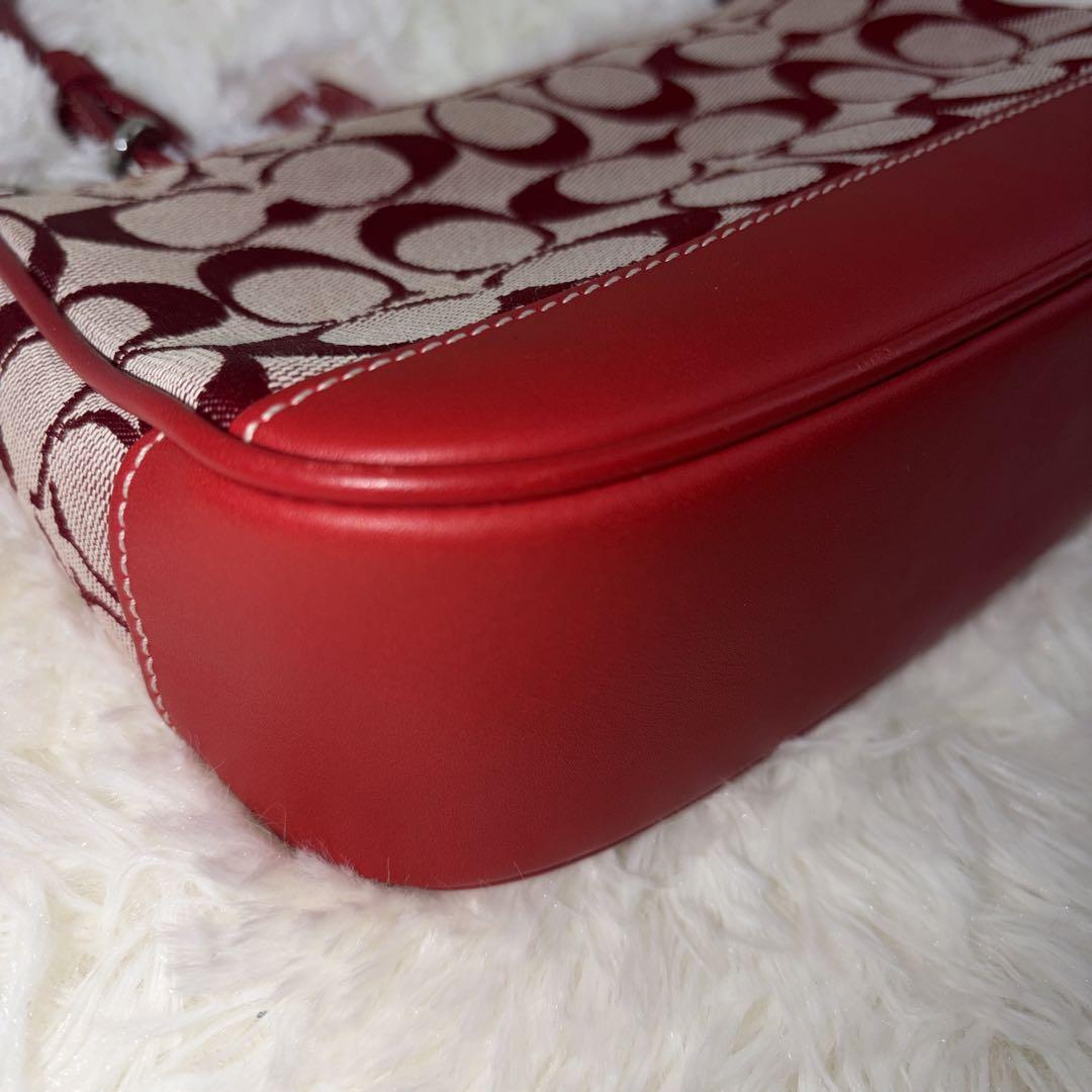 【美品】　COACH コーチレッド ワンショルダーバッグ　6094