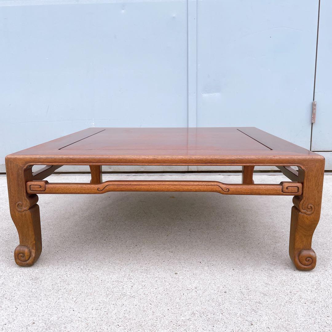 【美品送料込】花梨 唐木指物座卓 英峰作 角座卓 文机 テーブル 昭和レトロ