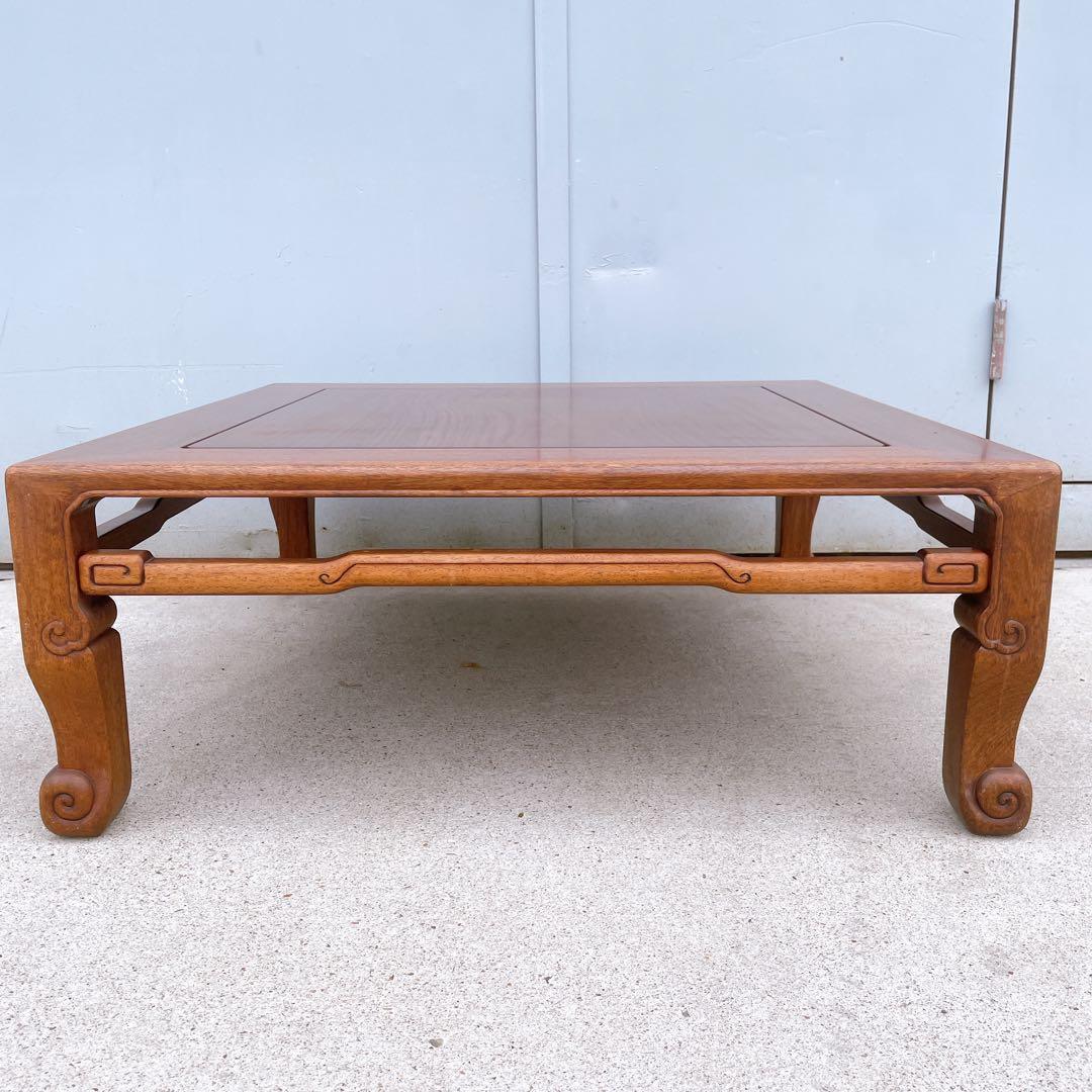 【美品送料込】花梨 唐木指物座卓 英峰作 角座卓 文机 テーブル 昭和レトロ