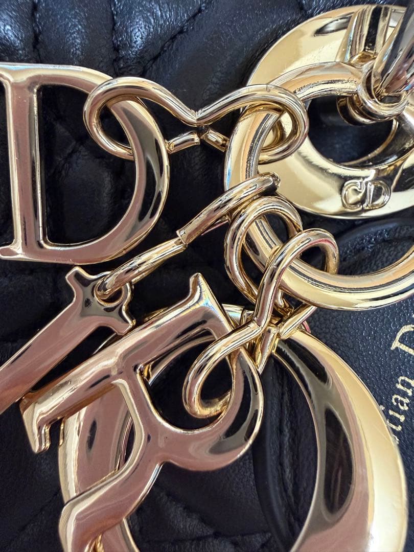 美品Dior レディディオール ミニ ブラック×ゴールド 箱・巾着・ミッツァ付