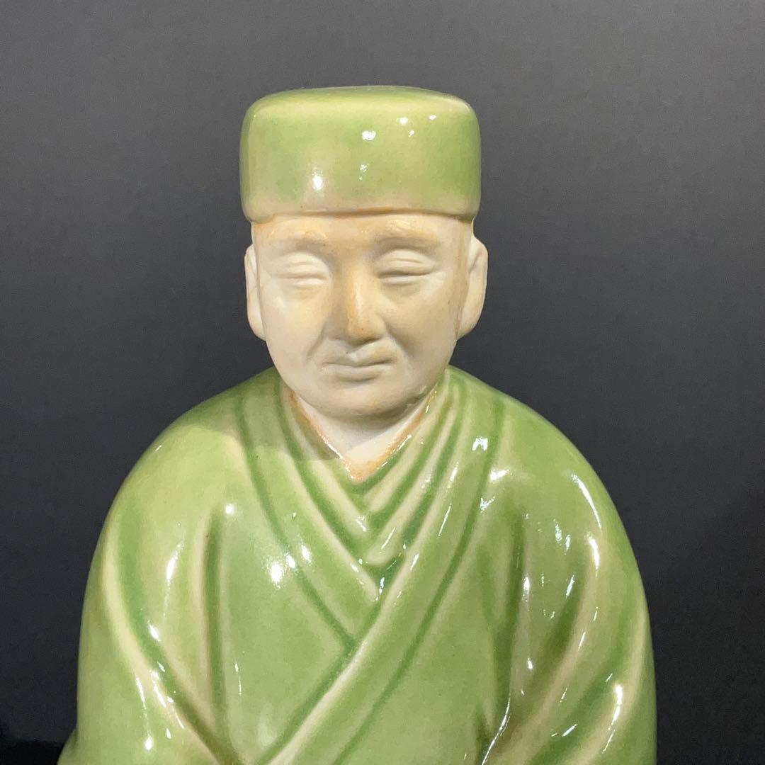 【茶道具】千利休　座像　青磁　利休忌　床飾　6R0886お14