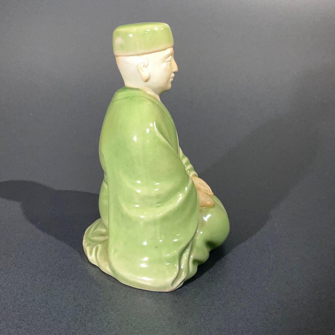 【茶道具】千利休　座像　青磁　利休忌　床飾　6R0886お14