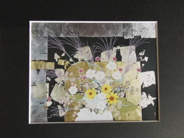 中嶌虎威、【秋草花図】、希少な額装用画集より、新品額装付、状態良好