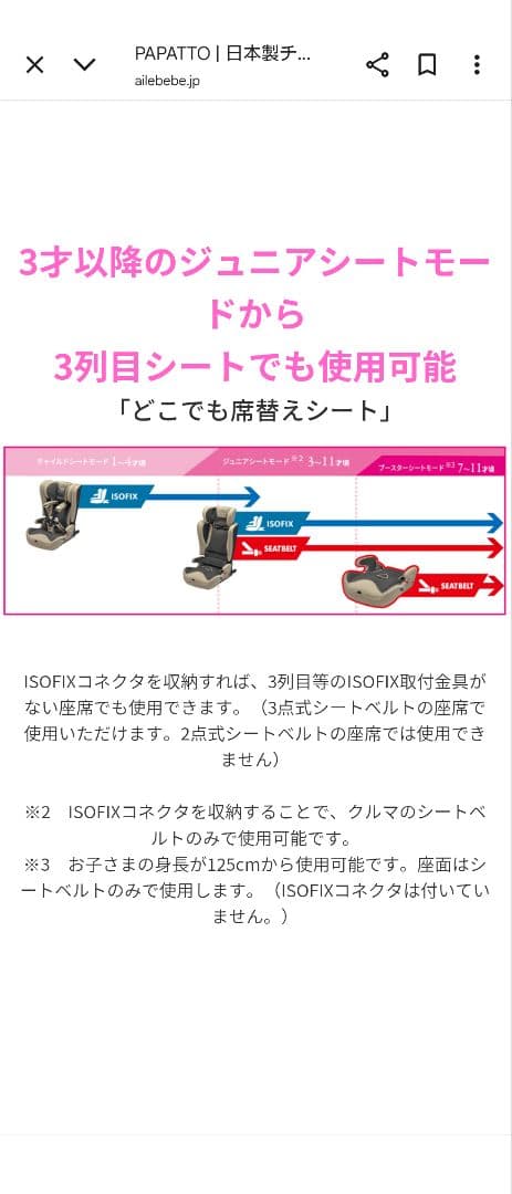 AILEBEBE チャイルドシート グレー