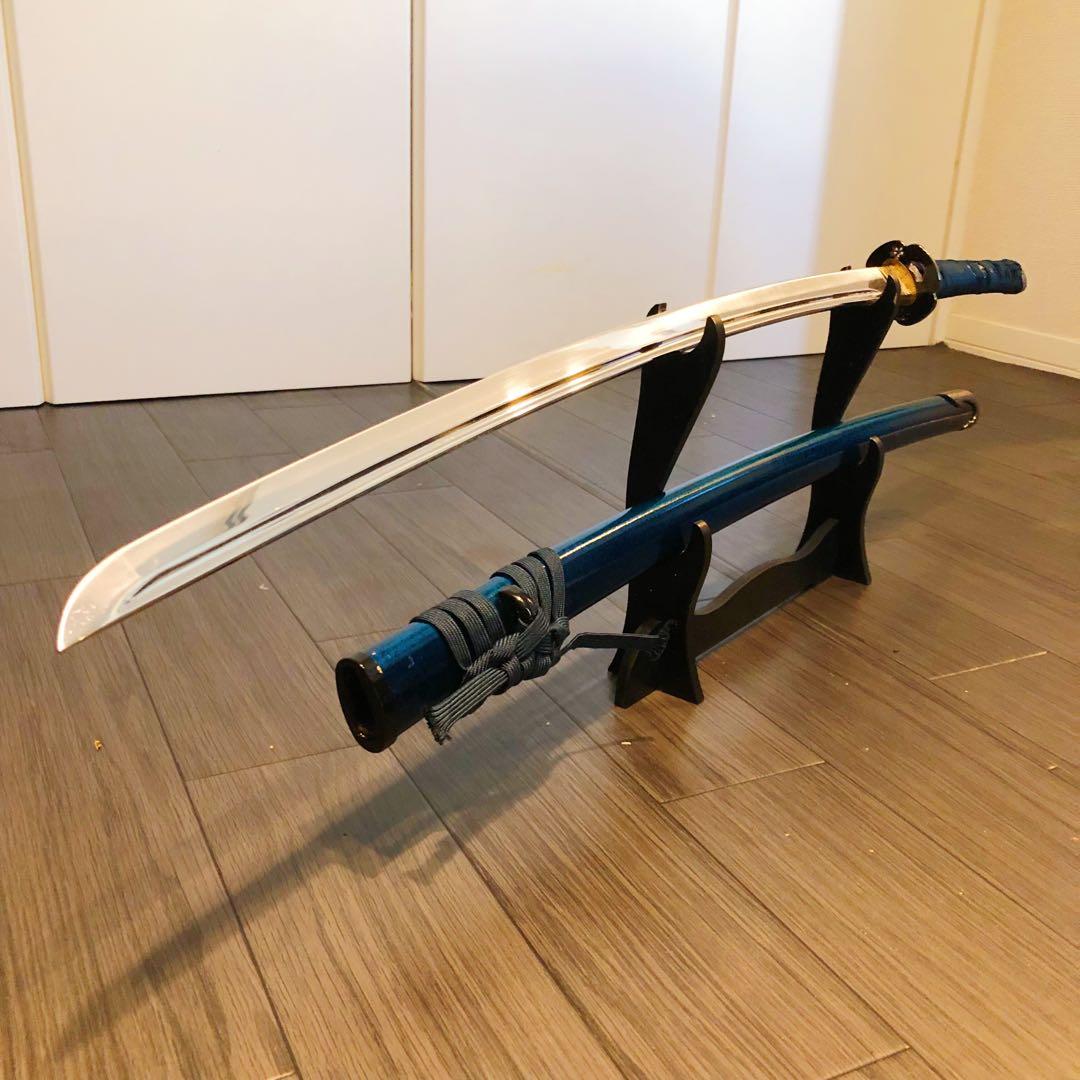 高級模造刀　高級居合刀　樋入り刀身　優波紋　亜合金刀身　名刀　居合刀　青拵え