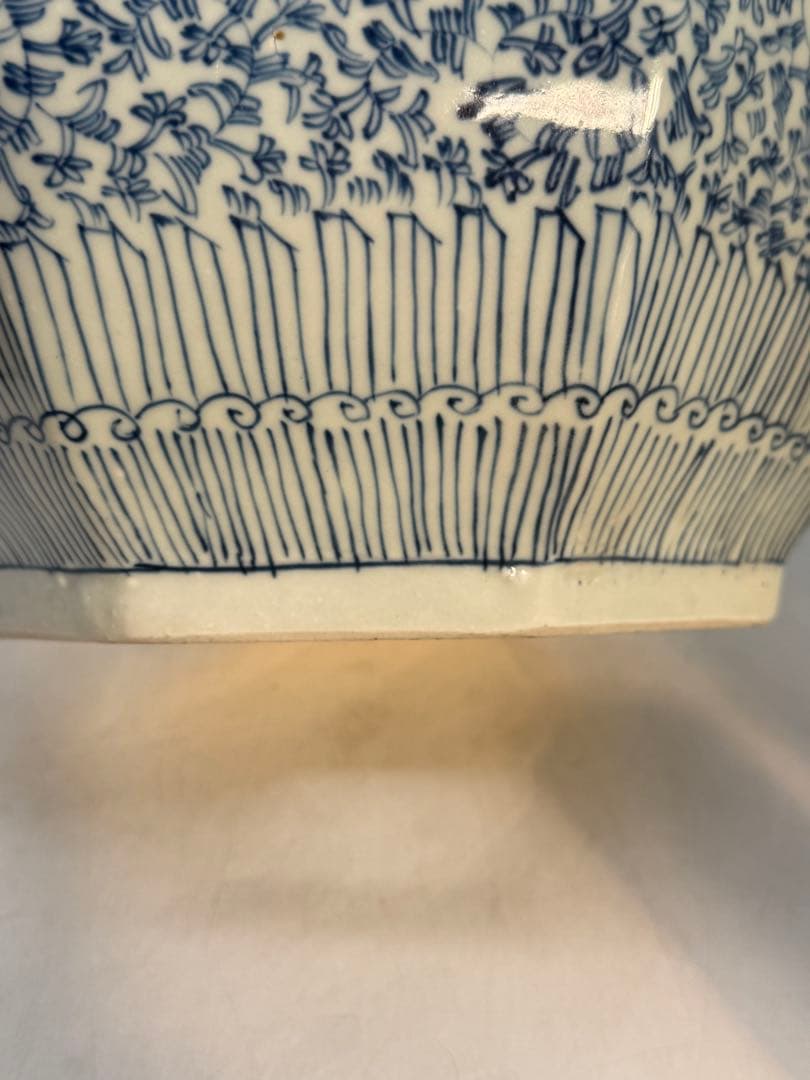 中国　清時代　染付花卉紋　八角鉢　アンティーク　送料込み260118