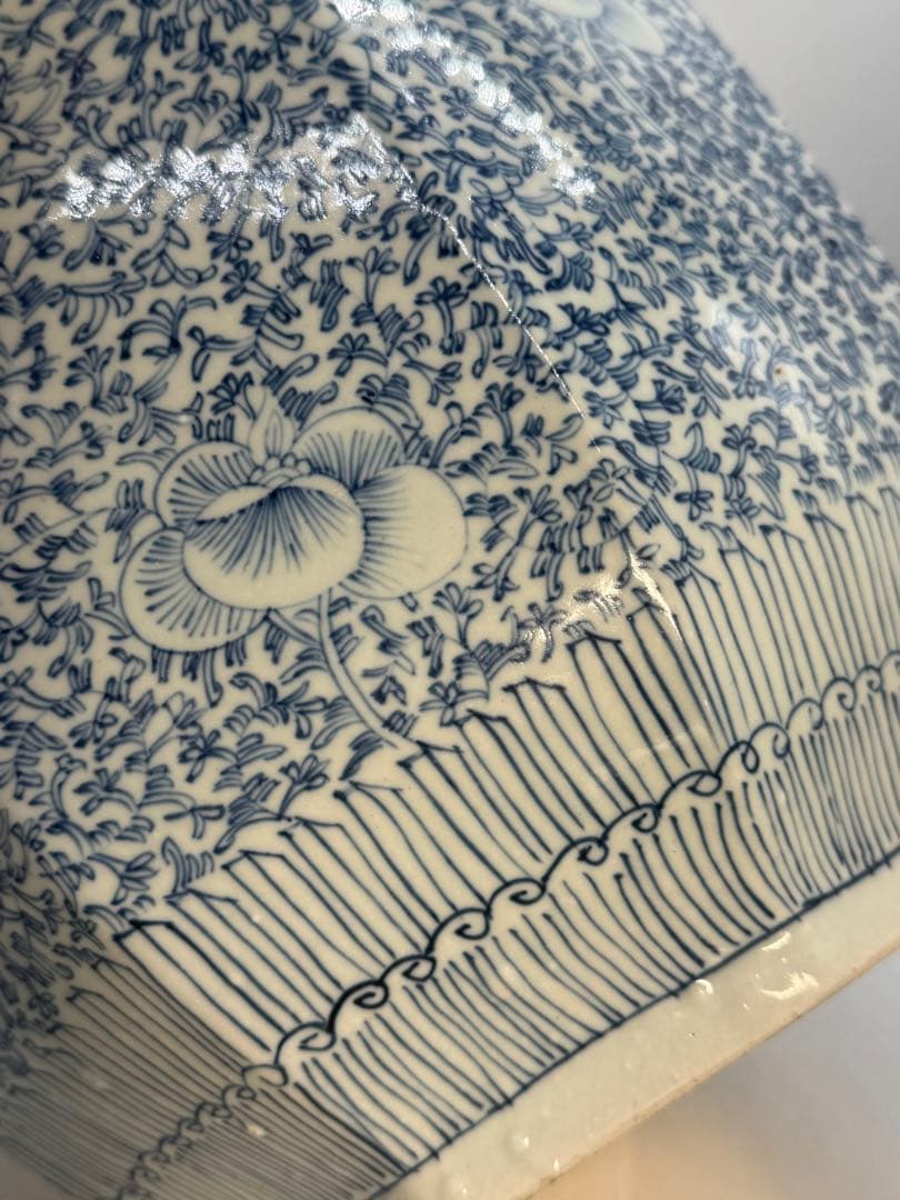 中国　清時代　染付花卉紋　八角鉢　アンティーク　送料込み260118