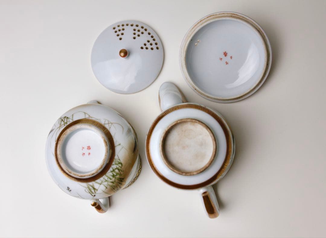 九谷焼 九谷鏑木 芦雁図　宝瓶 湯冷まし 煎茶碗 煎茶器　茶道具　鏑木