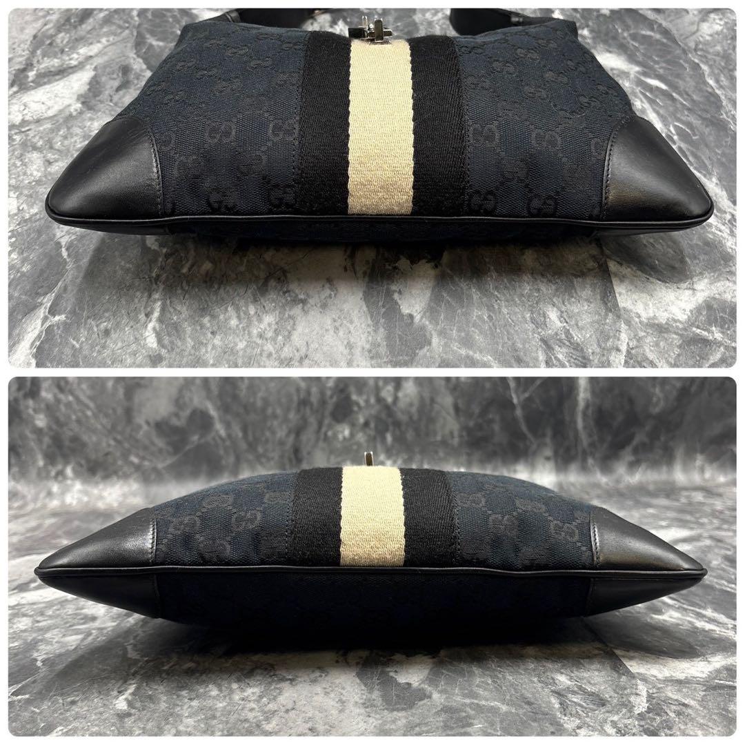 ✨美品✨GUCCI GG シェリーライン ショルダーバッグ ジャッキー黒 レザー