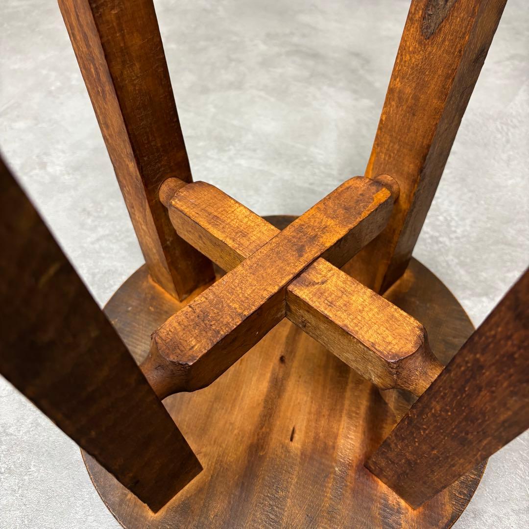 【アンティーク】丸スツール　スツール　イス　太足　4本足　丸椅子　昭和レトロ