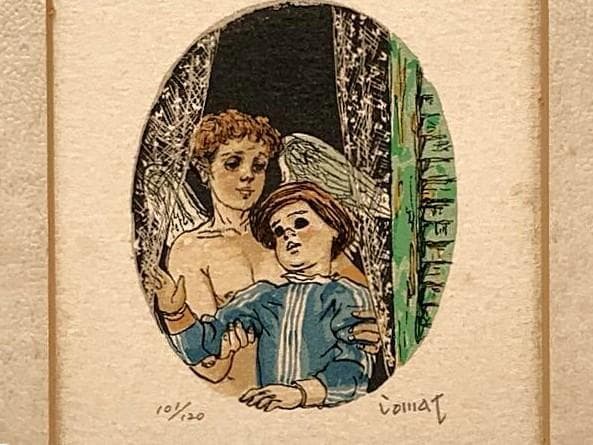 【 小松崎邦雄『天使』】　リトグラフ　ED101/120 　額装