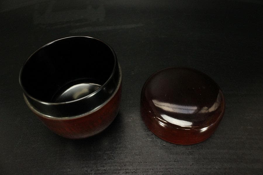 裏千家 淡々斎 書付 溜中棗 塗師 共箱 在銘 花押(LC701)