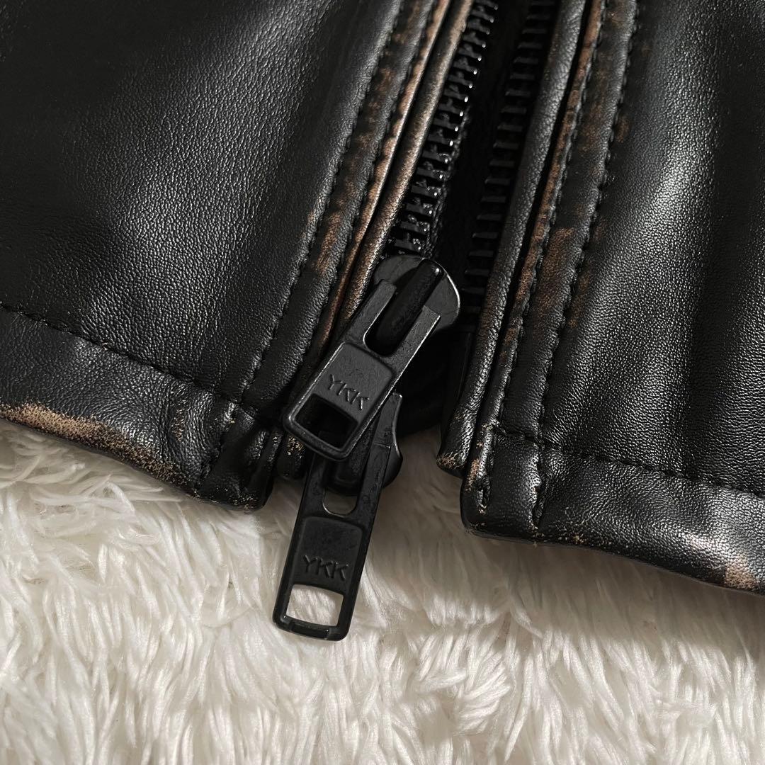 avirex レザージャケット ラムレザー エンボス パッチ ヴィンテージ加工