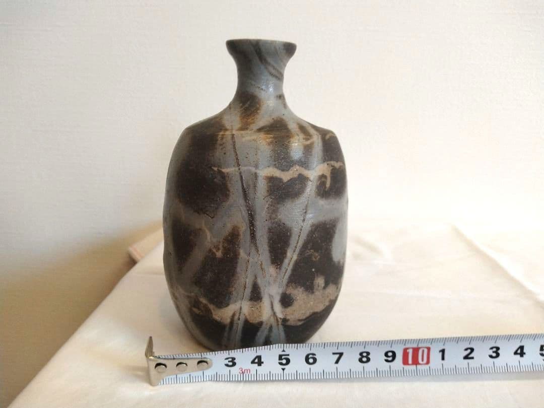 備前焼 若宮窯太田富夫（伝統工芸士）作 練り込み青備前陶 徳利とぐい呑み