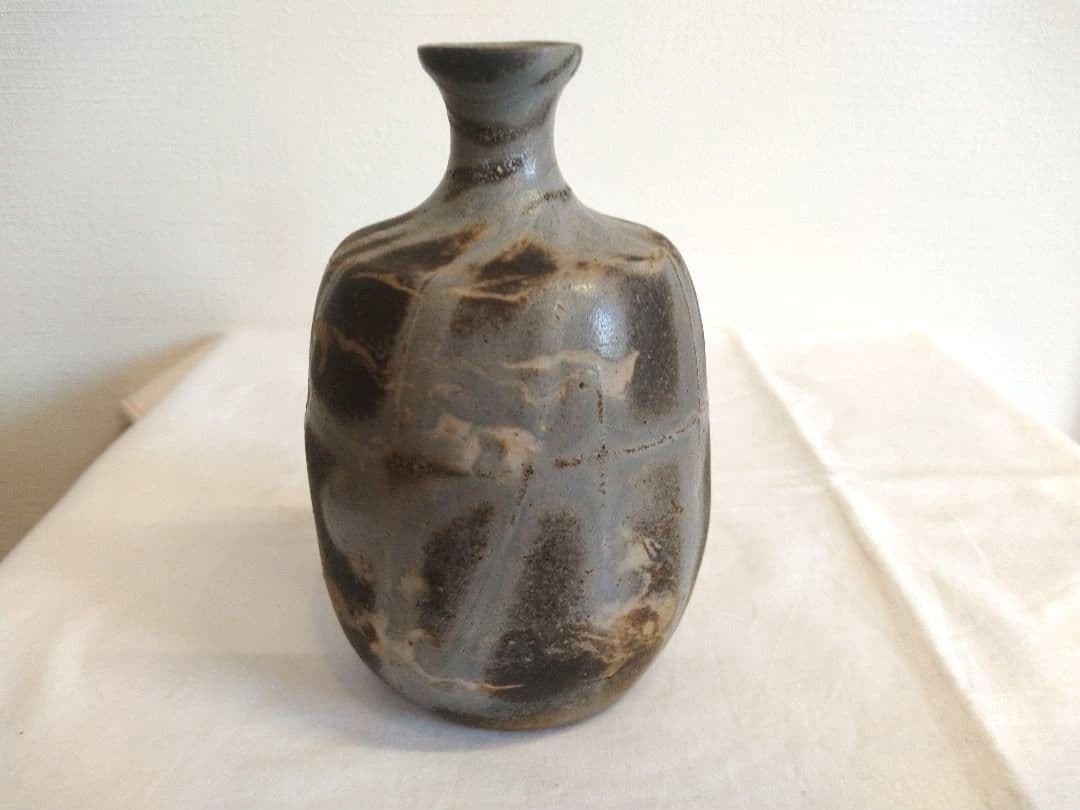 備前焼 若宮窯太田富夫（伝統工芸士）作 練り込み青備前陶 徳利とぐい呑み