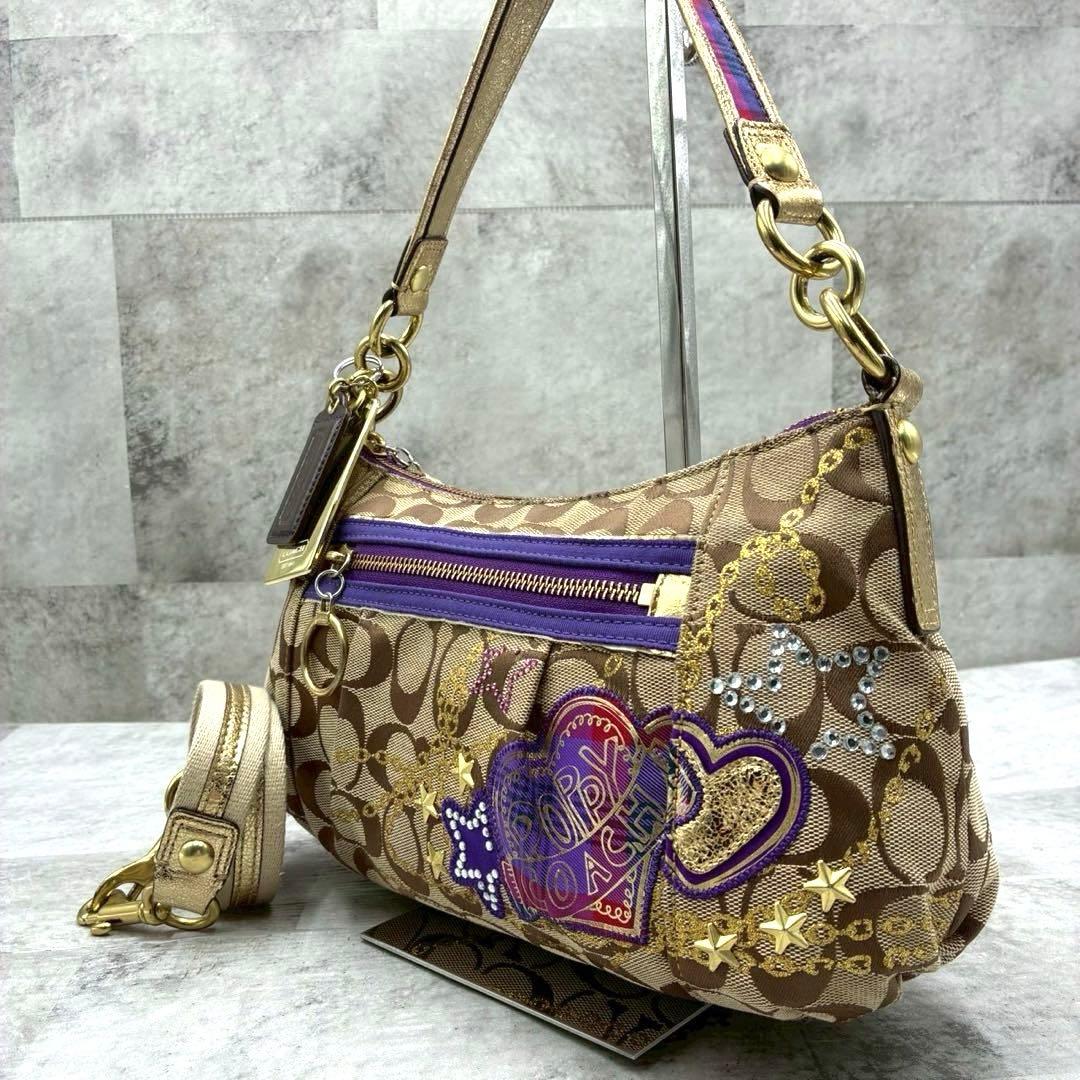 極美品 コーチ ポピー 2way ショルダーバッグ アクセサリーポーチ 肩掛け