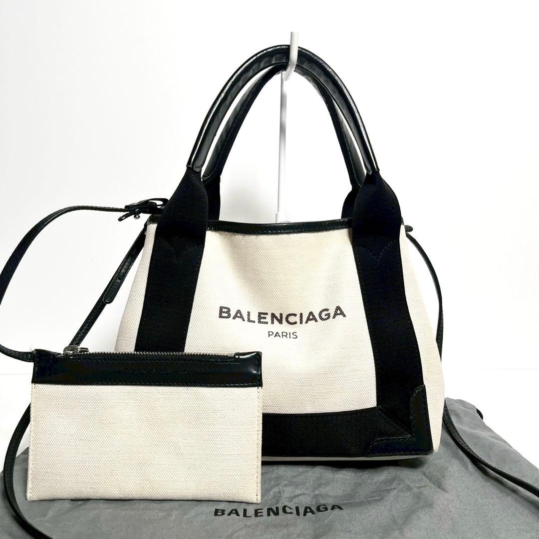 【美品✨】バレンシアガ ネイビーカバス XS 2way ハンドバッグ キャンバス