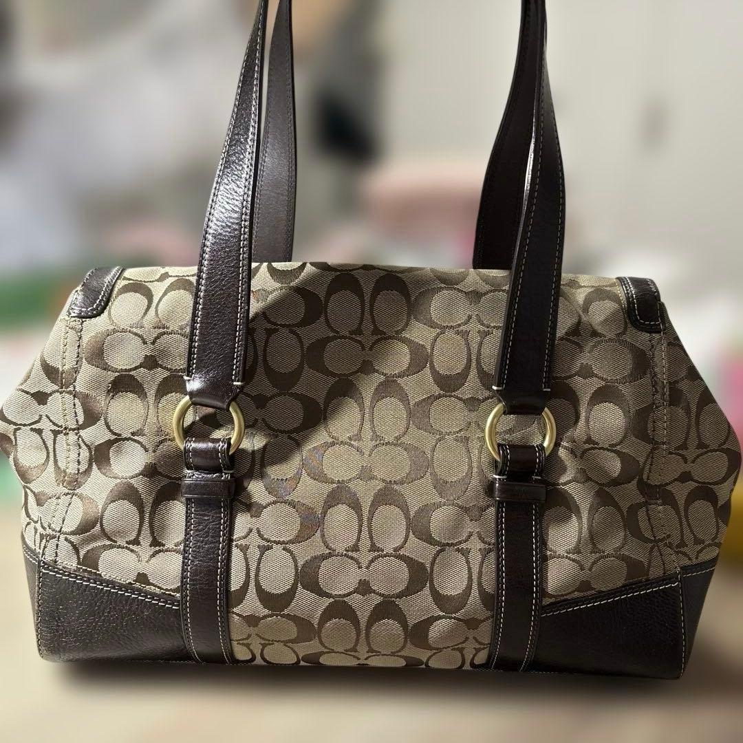 COACH コーチ レディース ハンドバッグ シグネチャー柄 シルクスカーフ付き