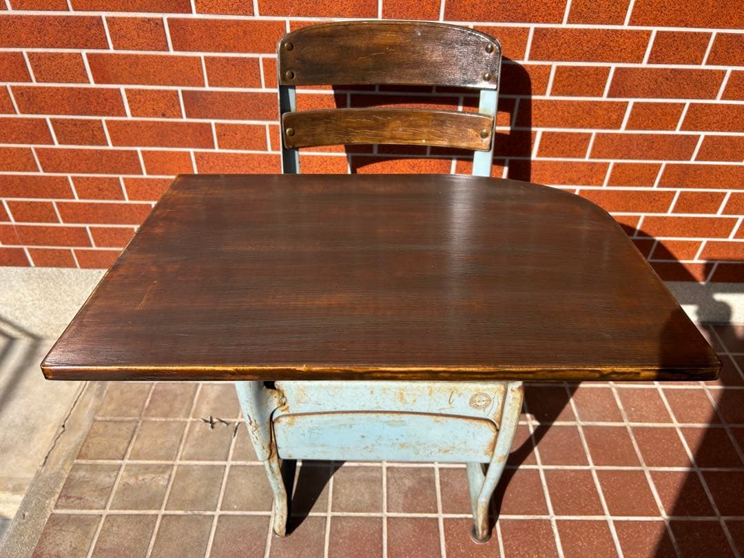 アンティーク　学校　机　椅子　セット　希少　レトロ　アメリカンカントリー