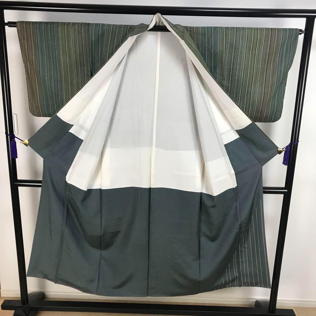 ZF-778 牛首紬 白山工房 落款 石川県無形文化財 高級 逸品 正絹 広衿