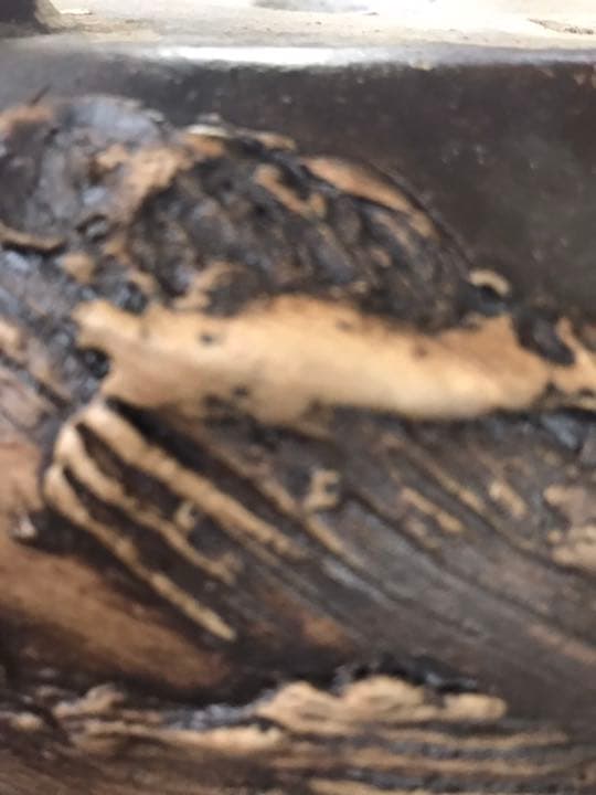 盆栽鉢　超希少時代松皮盆栽鉢手作りレア盆栽鉢植木鉢山野草鉢南蛮鉢25cm木肌作り