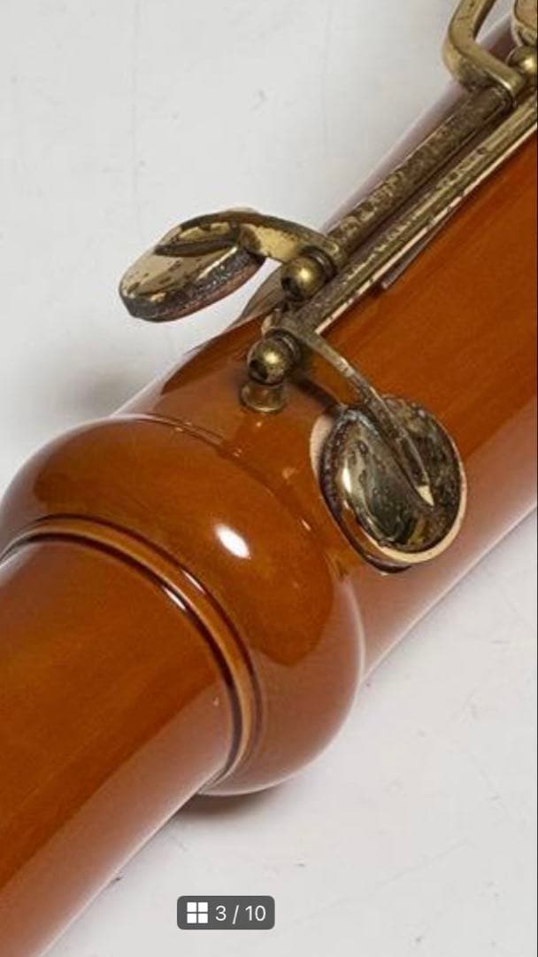 Zen-On 木製 バスリコーダー ケース付 管体美品 経年劣化あり