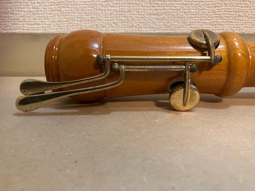 Zen-On 木製 バスリコーダー ケース付 管体美品 経年劣化あり