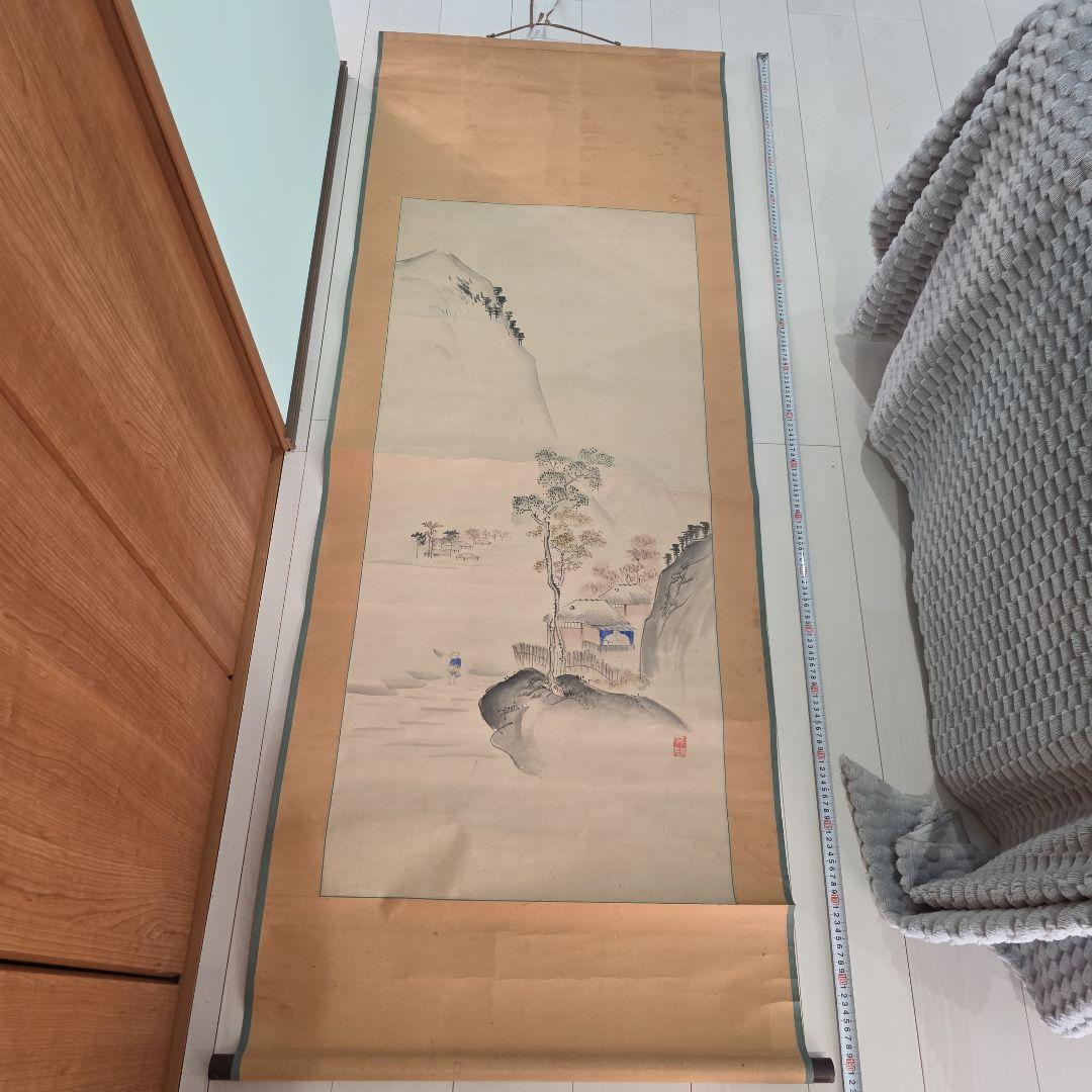 山水画 掛軸 約幅78cm x 高さ1900cm