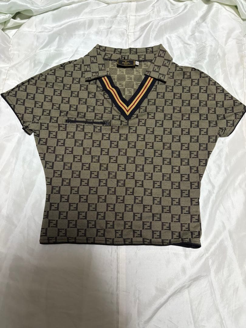 Fendi ポロシャツ　ズッカ柄　y2k フェンディ　タイト　ストレッチ