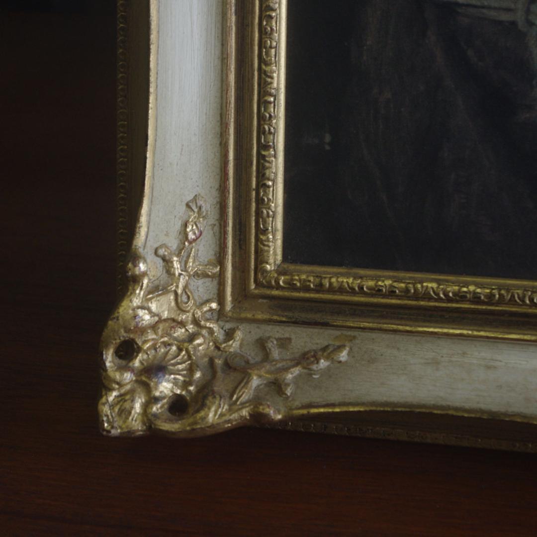 バロック調 アンティーク 額縁 人物画付き ドイツ