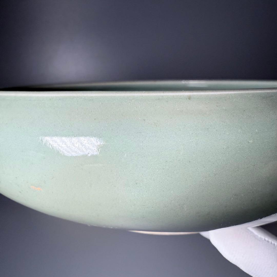 盛期鍋島　安永8年（1779年）　青磁水鉢　当時の共箱　共布　鍋島家　旧蔵