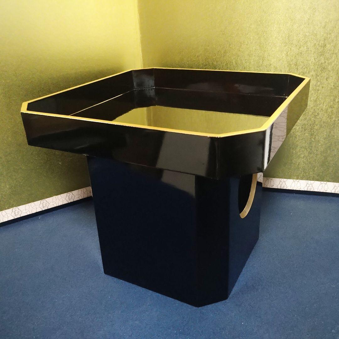 AH66 輪島塗 三宝 黒漆塗 神具 仏具 お供え置 木製黒漆塗 縁金彩