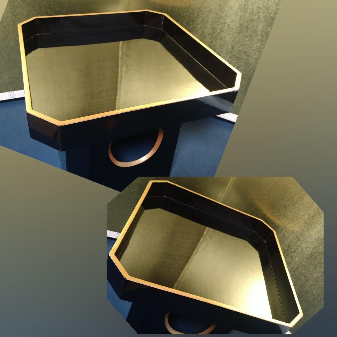 AH66 輪島塗 三宝 黒漆塗 神具 仏具 お供え置 木製黒漆塗 縁金彩