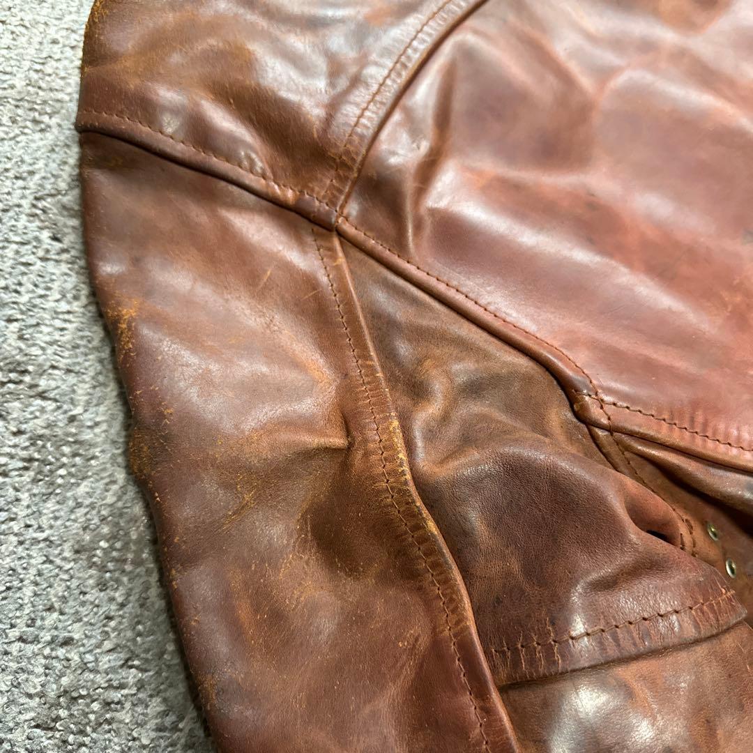 Aero Leather ハーフベルテッド シングルライダース レザージャケット