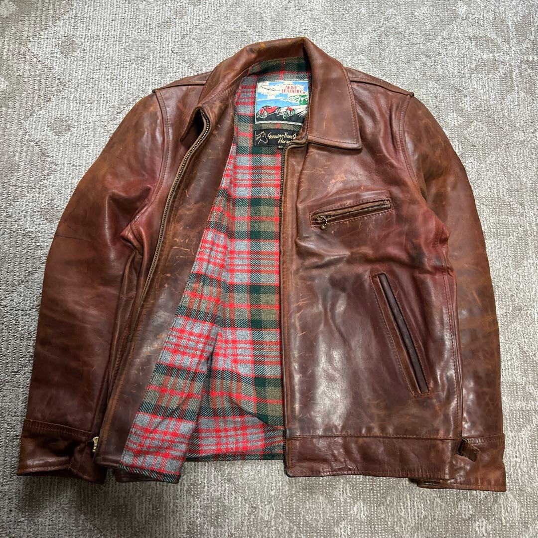 Aero Leather ハーフベルテッド シングルライダース レザージャケット